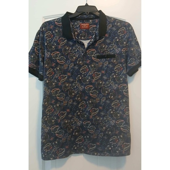Consequence Other - Consequence Knitwear Mens XL Paisley Polo Shirt Navy Tan Red CP-ANAHEIM-MN